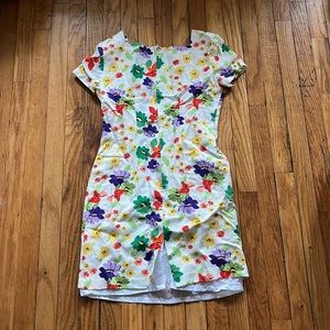 Vintage White Floral Dress- Size 4